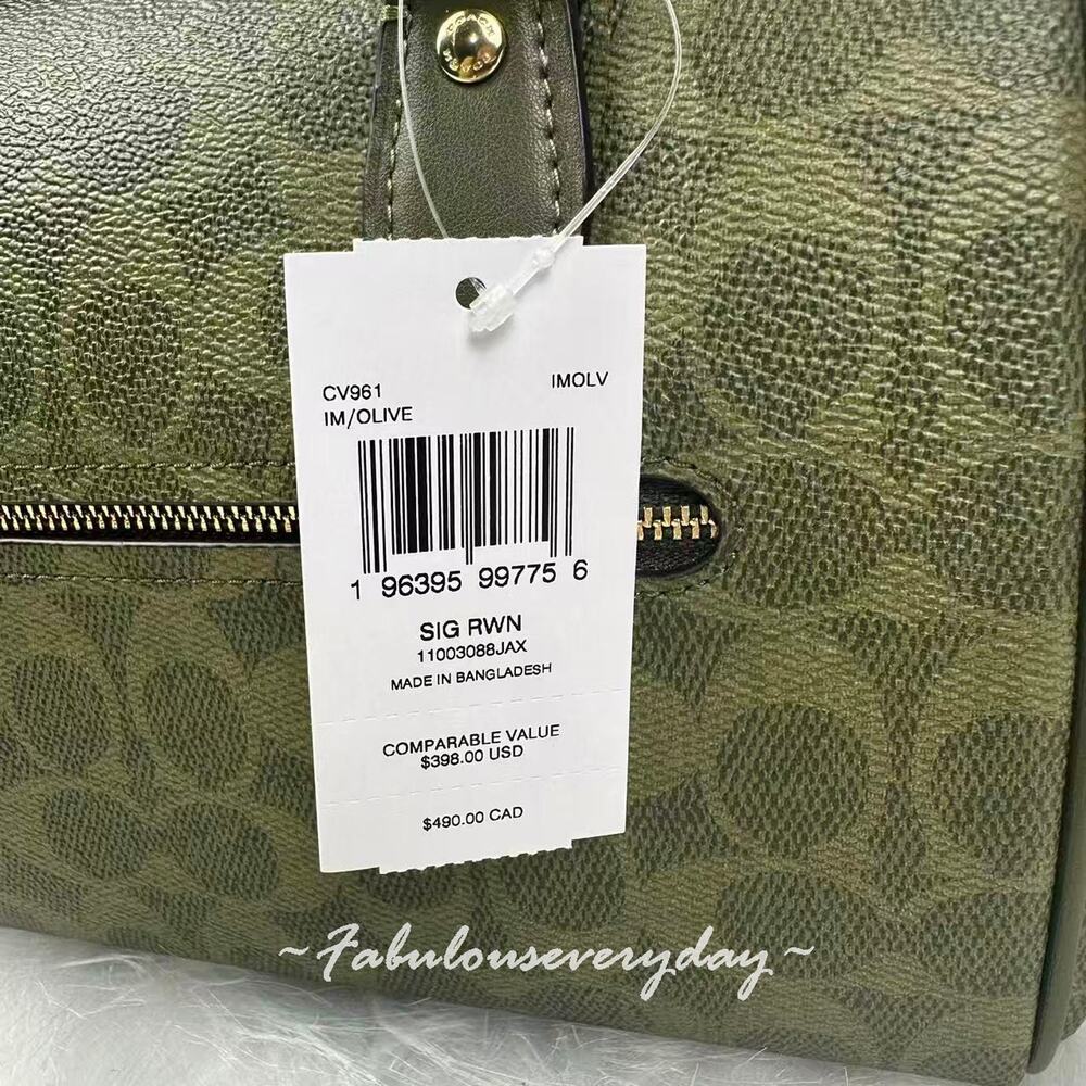 Coach Rowan Satchel Crossbody Bag In Signature Canvas/Gold/Olive CV961 NWT - Picture 4 of 9